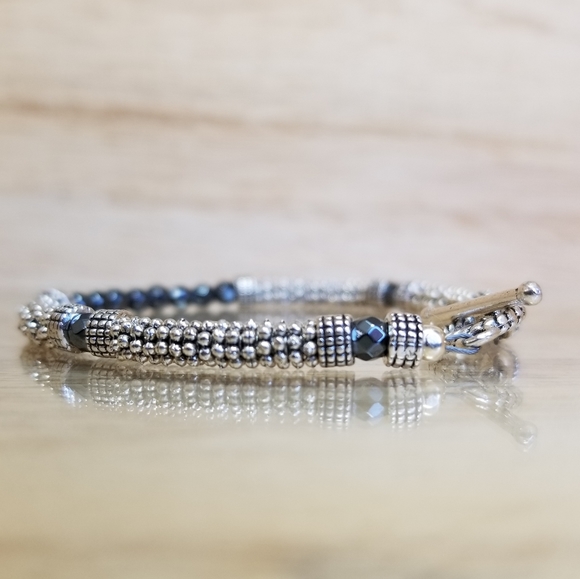 Gun Metal & Silver Hematite Beaded Toggle … - Picture 6 of 10